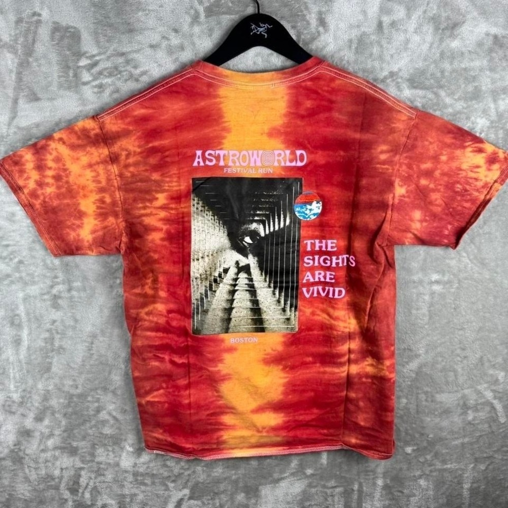Travis Scott Astroworld Boston Tie-Dye Tour T-Shirt Mens XL AOP